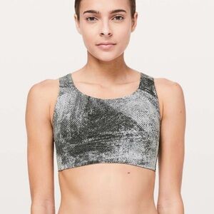 Lululemon Enlite Bra Womens Size 34D Black Gray Pixel Print Ultralu Stretch